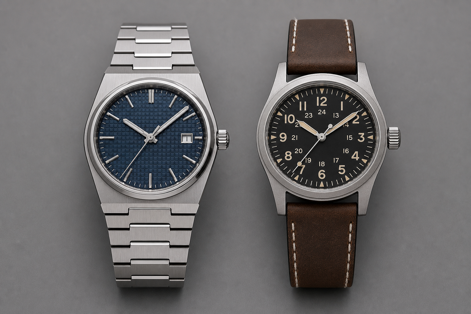 Tissot PRX и Hamilton Khaki рядом