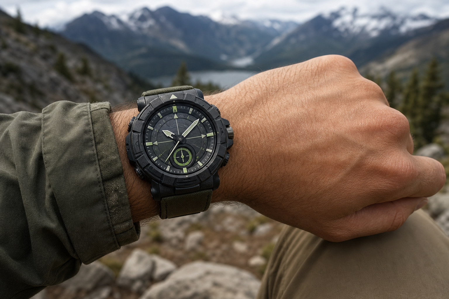 Casio Pro Trek с датчиками на outdoor-фоне